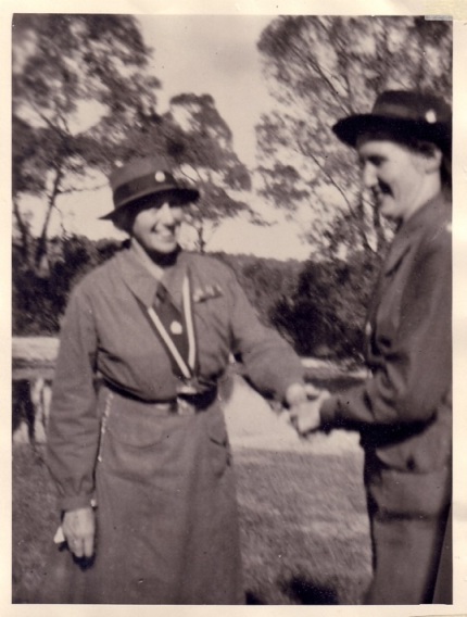 Margaret with Lady Baden
                      Powell 1949